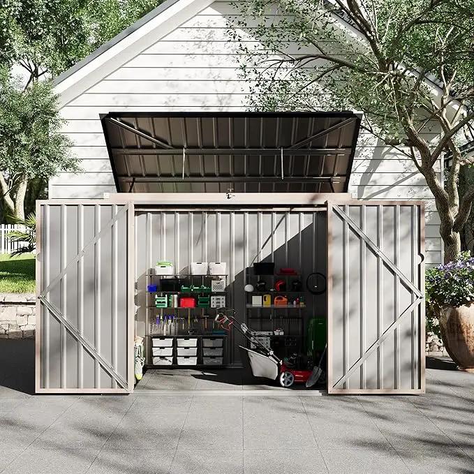 2 Trash Cans Metal Outdoor Storage, 3x6 FT Garbage Bin Storage Shed with Chain Lid, Garbage Can Metal Sheds for Garden, Backyard, Lawn and Patio by GreenHaven Gardens