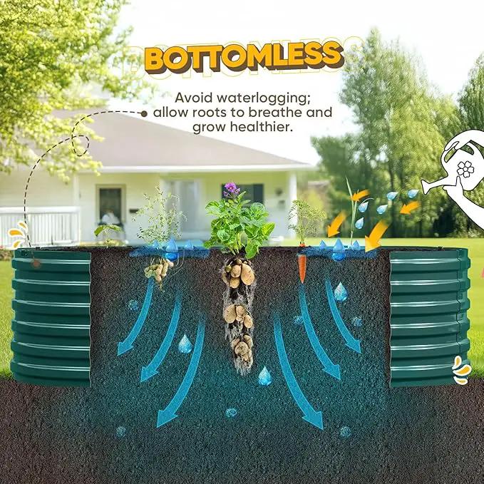 KING BIRD Raised Garden Bed Kit 2025 Upgraded Quick-Setup Galvanized Planter Garden Box Outdoor for Gardening, Vegetables, Flowers, 94x36x23 in, Green by GreenHaven Gardens