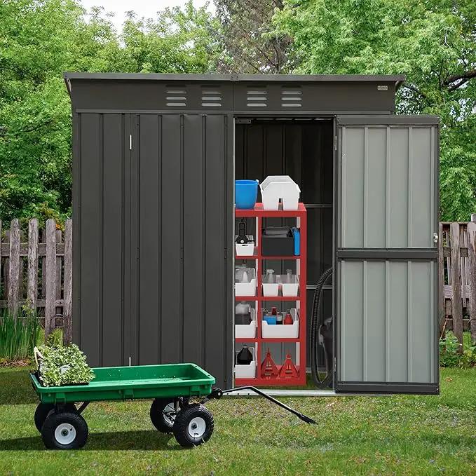 Domi Outdoor 5’ x 3’ Storage Shed, Metal Sheds Tool Storage Slope Roof with Lockable Door & Air Vents, Outdoor Galvanized Steel Sheds for Backyard,Garden,Patio,Lawn by GreenHaven Gardens