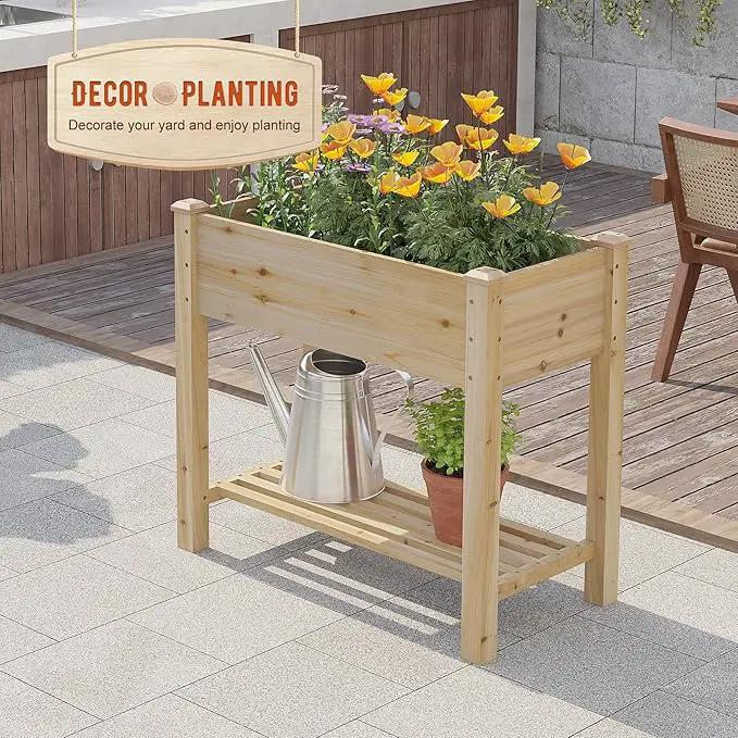 GHWIE Raised Garden Bed with Legs, Elevated Wooden Planter Box with Shelf,Large Garden Planter Outdoor for Backyard, Patio, Balcony by GreenHaven Gardens