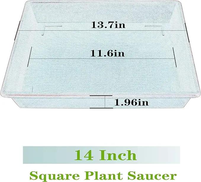 Square Plant Saucer 14 Inch 2 Pack，Plant Stand Plant Trays for Pots Heavy Duty Plastic Plant Saucers for Indoors Outdoors, Flower Pot No Holes Plant Lover Gardening Gifts by GreenHaven Gardens
