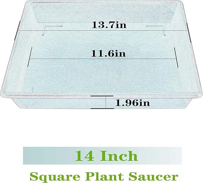 Square Plant Saucer 14 Inch 5 Pack，Plant Stand Plant Trays for Pots Heavy Duty Plastic Plant Saucers for Indoors Outdoors, Flower Pot No Holes Plant Lover Gardening Gifts by GreenHaven Gardens
