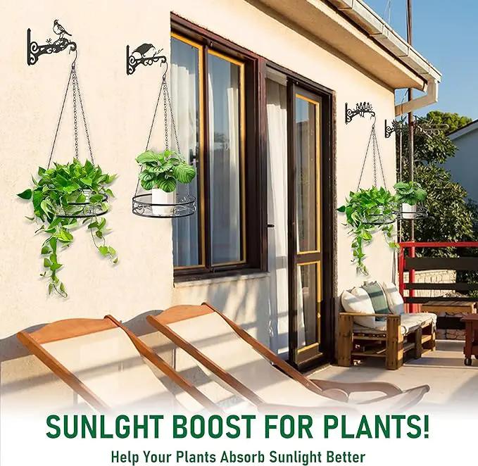 8-Pack Metal Hanging Planters for Outdoor Plants - Heavy Duty 4 Hanging Plant Holder with 4 Bird Patterned Plant Hanger – Aesthetic Flower Pot Holder for an Instant Indoor and Outdoor Decor by GreenHaven Gardens