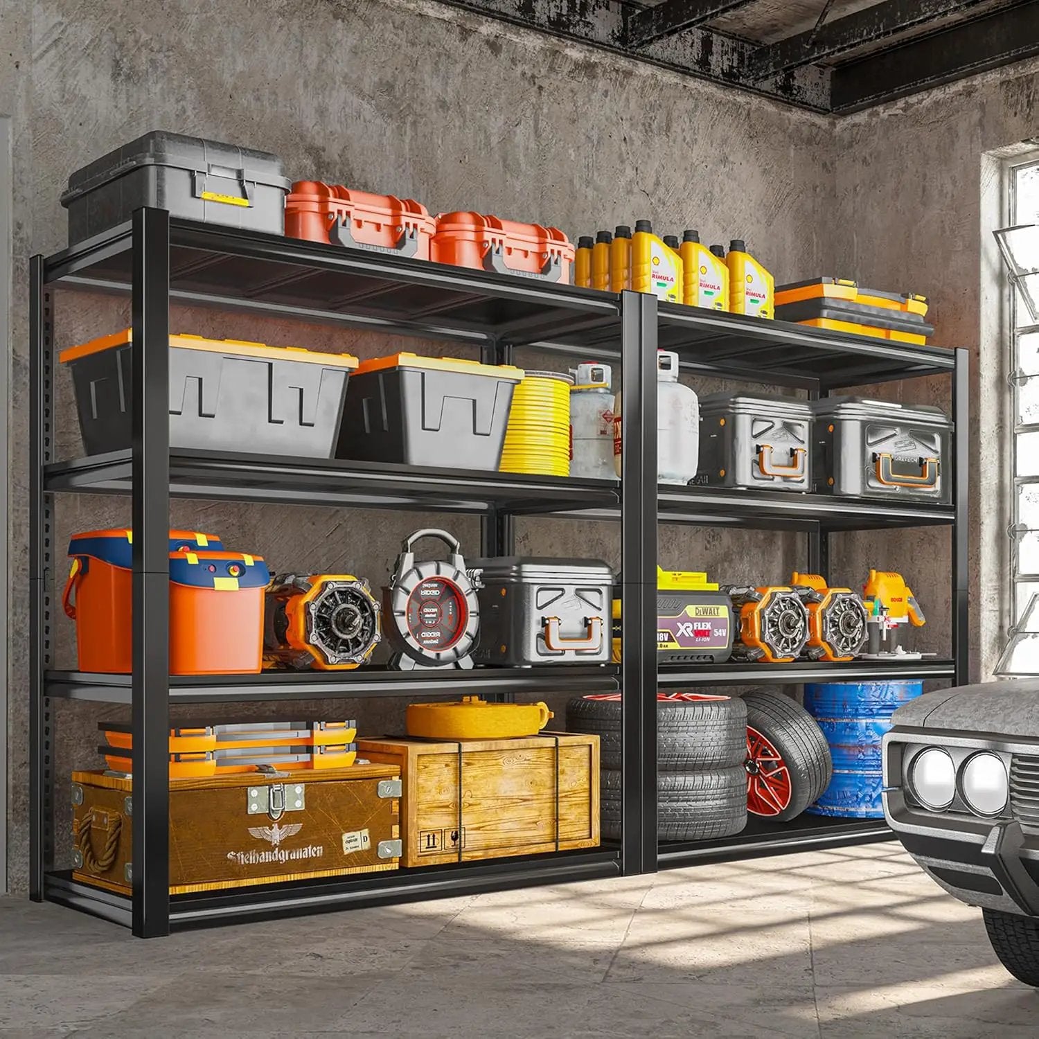 Raybee 40" W Garage Shelving Heavy Duty Storage Shelves 56.9" H Metal Shelving Heavy Duty Load 1600LBS Adjustable Metal Shelves for Storage for Pantry Kitchen 40" W x 19.1" D x 56.9" H by GreenHaven Gardens