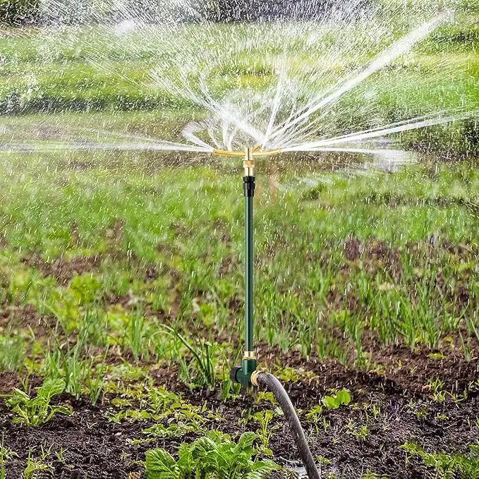 3-Arm Garden Sprinkler,360 Degree Rotating Lawn Sprinklers with Adjustable Tripod Base,Yard Sprinkler for Large Area Coverage,Hose Attachment Water Sprayer for Lawn,Garden,Animal Deterrent by GreenHaven Gardens