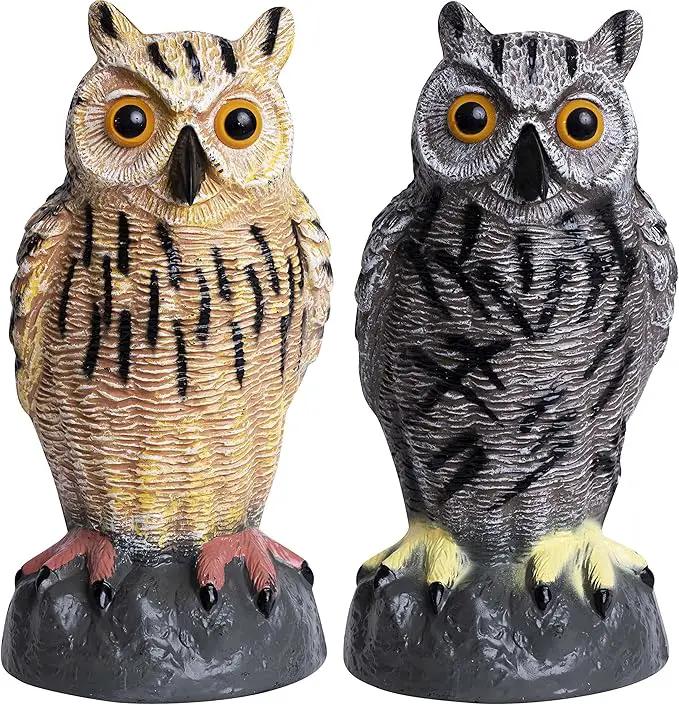 Galashield Owl Decoy to Scare Birds Away | Plastic Owls to Scare Birds Away | Owl Statue for Garden & Outdoors by Galashield [Set of 2] by GreenHaven Gardens