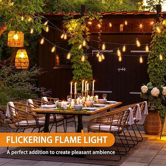 Flickering Flame String Lights - 22Ft 20LED for Outside, Plug-in Garden Decor - Halloween Christmas Indoor Outdoor, Connectable Backyard Decorative Cafe Bistro Patio by GreenHaven Gardens