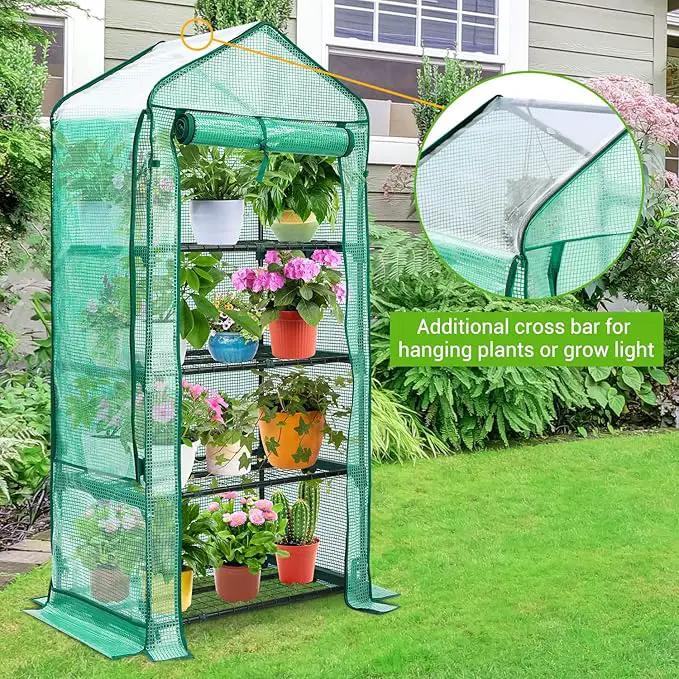 Mini Greenhouse with Screen Roof, Ohuhu Upgraded Portable 4 Tier Small Greenhouses for Outdoors Indoor with Reelable Door, Heavy Duty Plastic Green House for Outside Garden Patio Yard Porch Balcony by GreenHaven Gardens