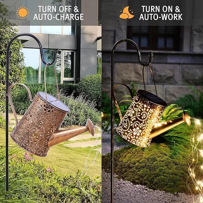 Otdair Solar Lights Outdoor Garden Decor, Metal Flower Solar Watering Can Lights with 2 Lighting Modes, Outdoor Decorations for Yard, Garden, Patio, Pathway, Christmas, Gift for Mom Grandma by GreenHaven Gardens