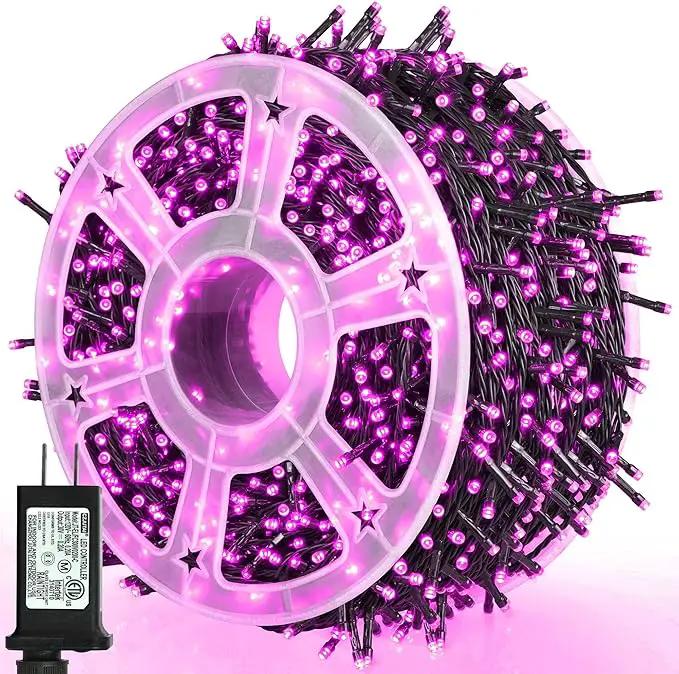 weillsnow Pink Halloween Lights Outdoor, 164 FT 500 LED String Lights Plug in, 8 Modes Waterproof Fairy Lights for Valentines Day, Halloween, Party, Wedding, Bedroom, Garden Decorations by GreenHaven Gardens