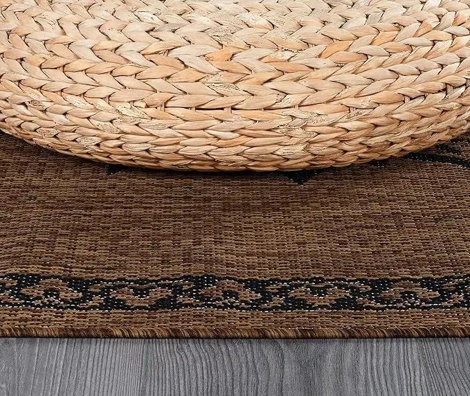 CAMILSON Outdoor Rug, Modern Area Rugs for Indoor and Outdoor Patios, Kitchen and Hallway mats, Washable Porch Deck Outside Carpet (6 x 9, Medallion Nut Brown) by GreenHaven Gardens
