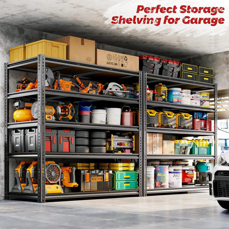 48"W Garage Shelving, 3050LBS Storage Shelves heavy duty, 5 Tier Metal Shelving Unit Adjustable Garage Shelves Heavy Duty Shelving for Warehouse,Commercial, Kitchen, 48" W × 24" D × 72" H, Black by GreenHaven Gardens