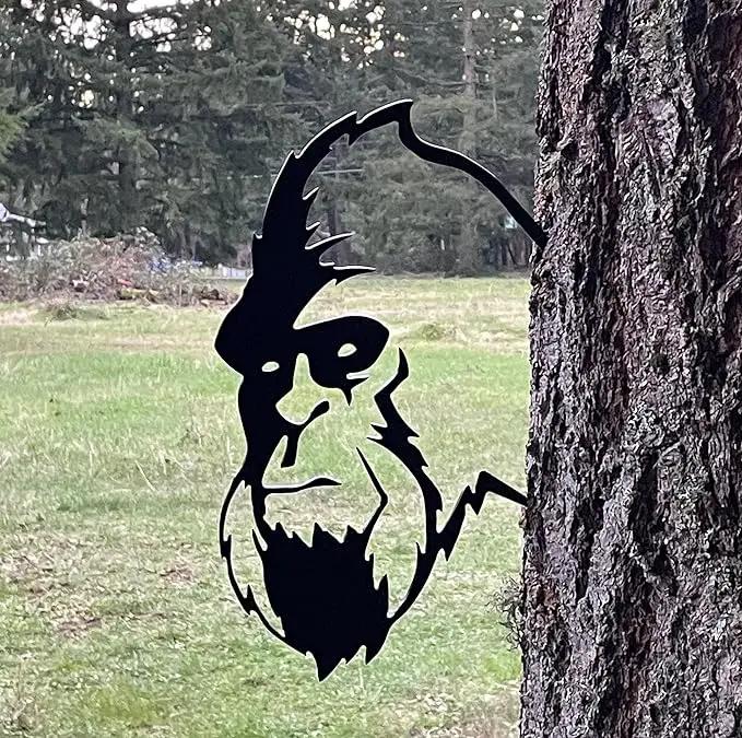 Agriism 12" x 8" Inches Metal Wall Art Statues/Bigfoot Peeking/Sasquatch/Big Foot/Garden Stake/Tree Stake/Garden Art/Backyard Decor Perfect for Mother's Day/Father's Day by GreenHaven Gardens