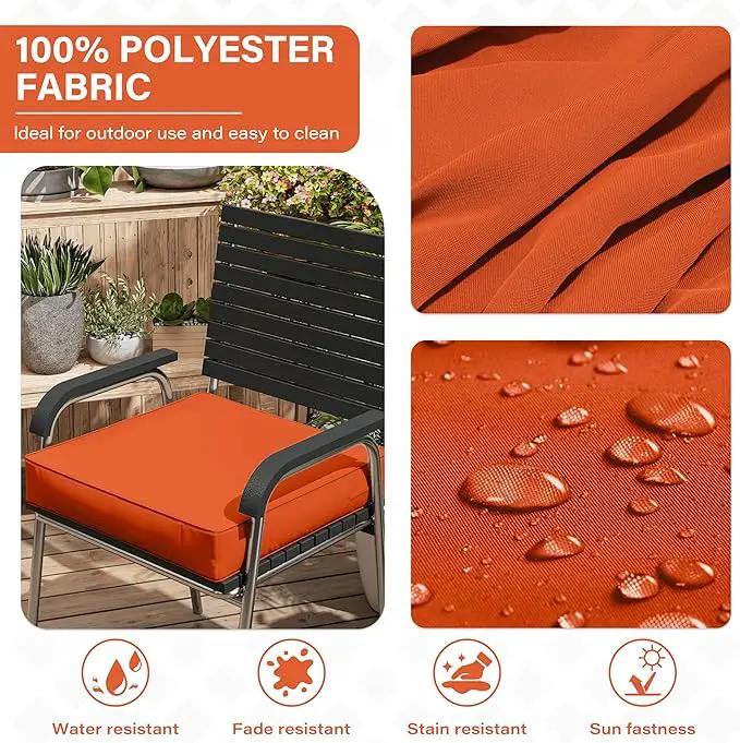Patio Chair Cushions 19 X 19 X 4 Inch Waterproof Outdoor Seat Cushions for Patio Furniture, Outdoor Sofa Couch Pads with Ties & Handle, Set of 2, Orange by GreenHaven Gardens
