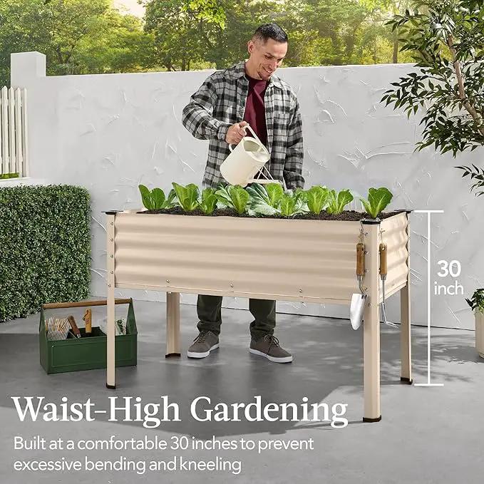 Best Choice Products 48x24x30in Galvanized Raised Garden Bed, Metal Elevated Planter Box, Vegetable Garden for Backyard, Patio, Balcony - Beige by GreenHaven Gardens