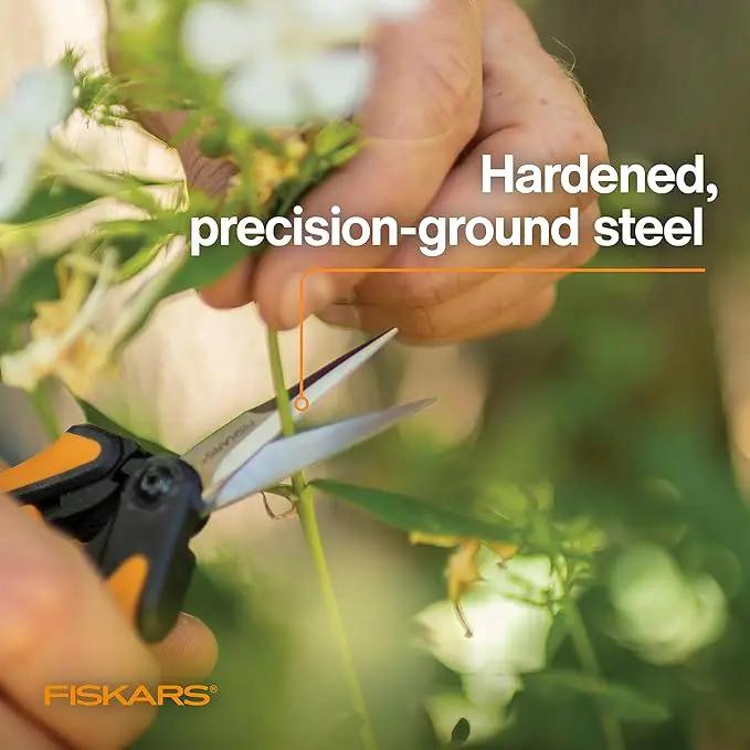 Fiskars Micro-Tip Pruning Snips - 6" Garden Shears with Sheath and Comfort Grip - Sharp Steel Blades - Quality Pruning Shears for Plants in Grow Tents and Hydroponics - Garden Tools by GreenHaven Gardens