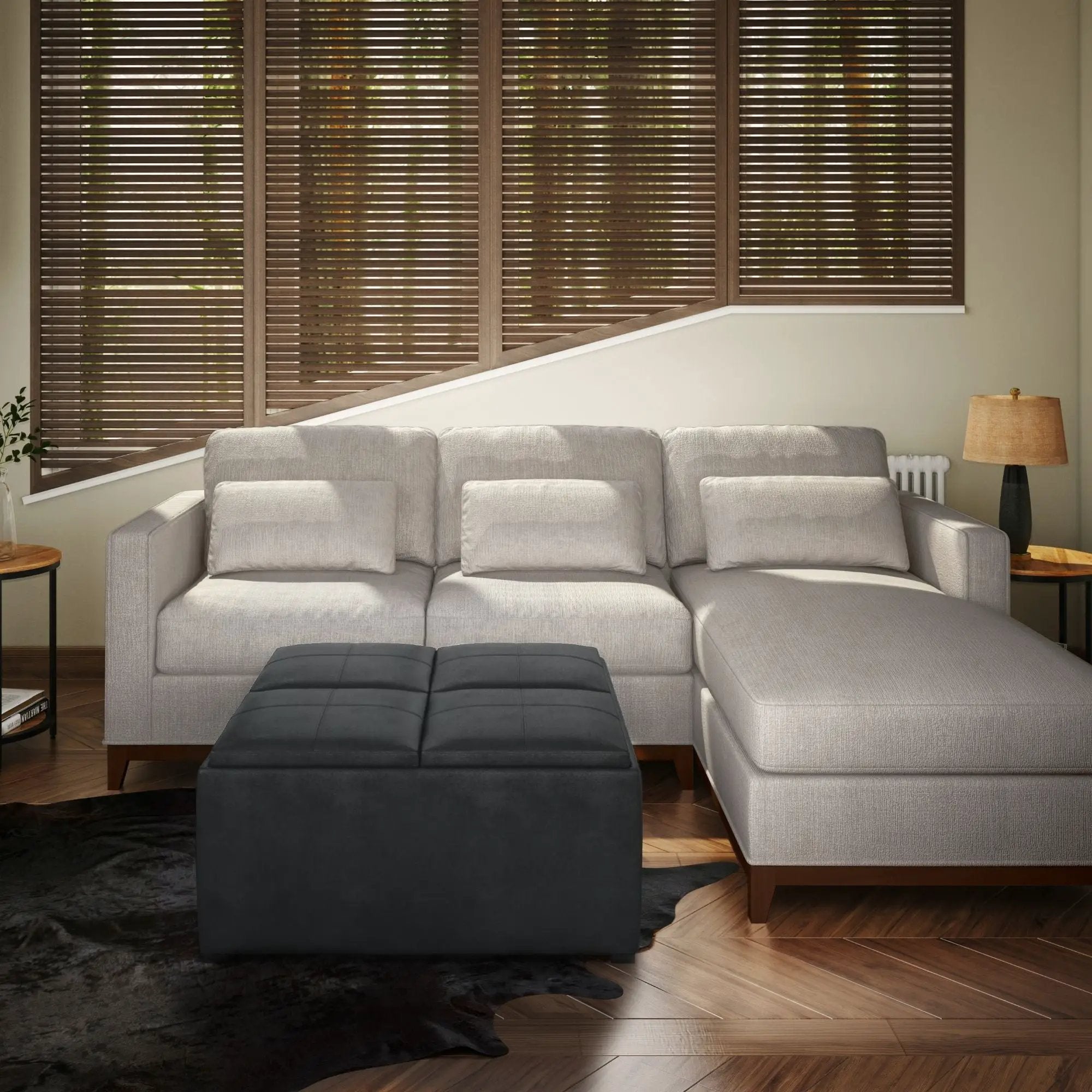 Avalon - Upholstered Square Coffee Table Storage Ottoman by Unique Piece Furniture