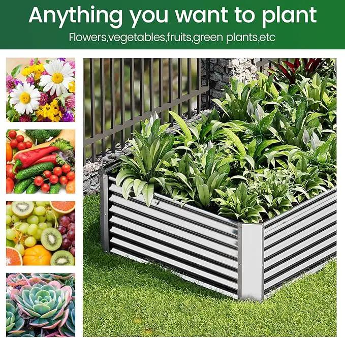 2 Pack Galvanized Raised Garden Bed Outdoor, Metal Garden Bed for Vegetables, Above Ground Garden Box for Flower, Steel Raised Beds for Gardening - 50"x20" by GreenHaven Gardens