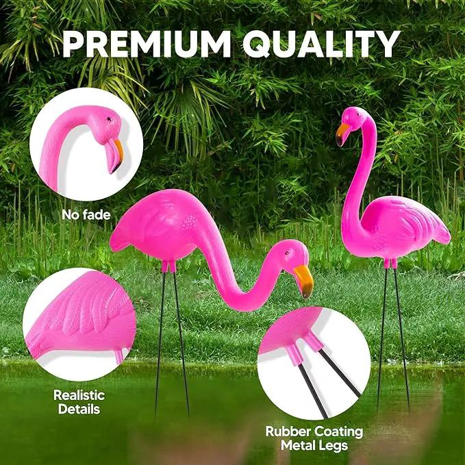 JOYIN Set of 6 Small Pink Flamingo Yard Ornament Stakes, Mini Lawn Plastic Flamingo Statue with Metal Legs for Sidewalks, Outdoor Garden, Luau Party, Tropical Party Decor, 2 Styles by GreenHaven Gardens
