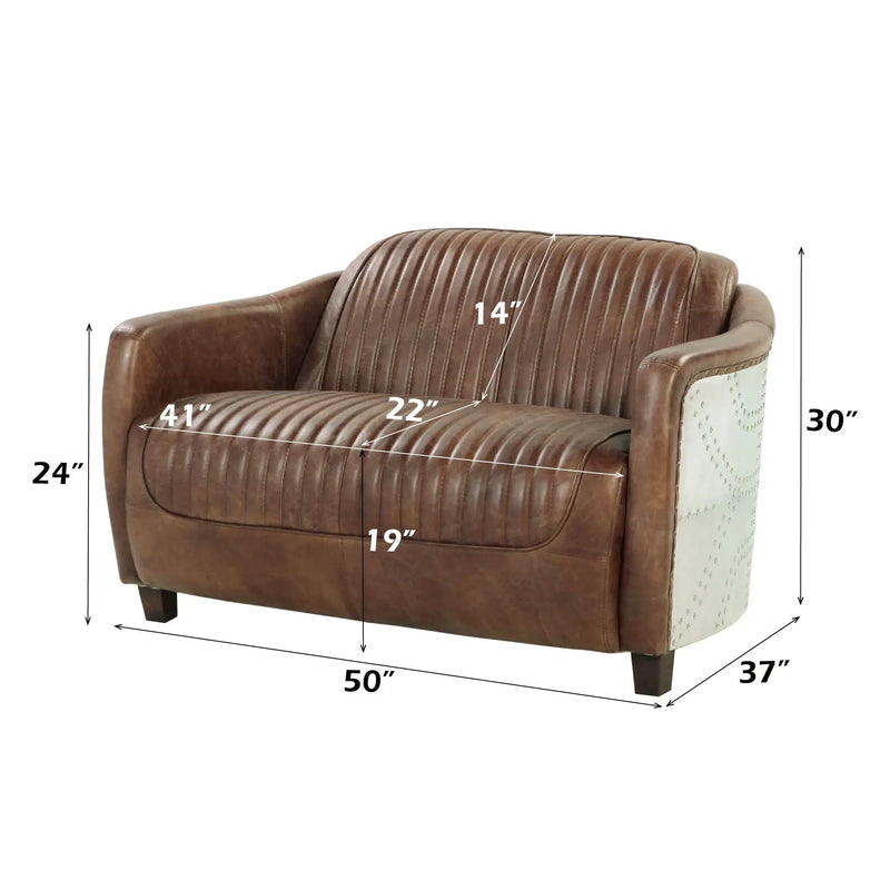 Brancaster - Grain Leather Loveseat - Brown by Unique Piece Furniture