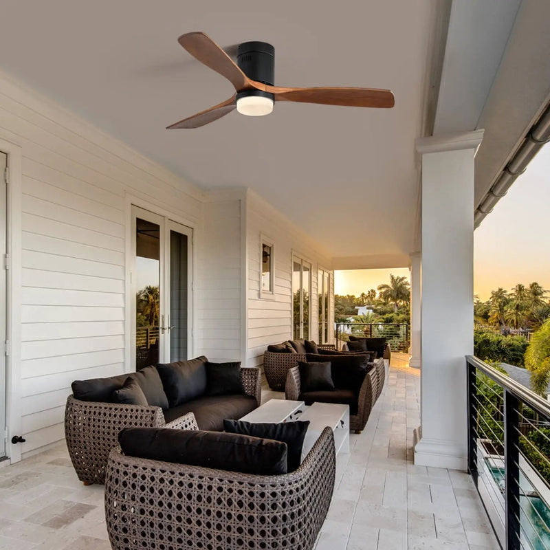 Indoor Ceiling Fan With Lights, Reversible DC Motor, Remote Control - Black by Unique Piece Furniture