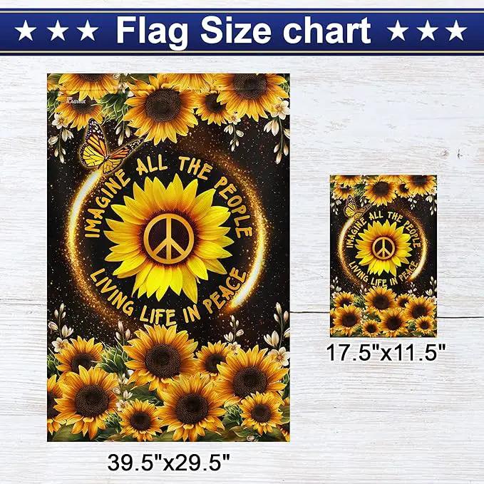 FLAGWIX 30x40 House Flag, Sunflower, Hippie Peace Flag - Double Sided, Heavy Duty Canvas, Fade Resistant - House Flags, Decorations For Home, Outside, Indoor, Outdoor Decor Flag with Grommets by GreenHaven Gardens