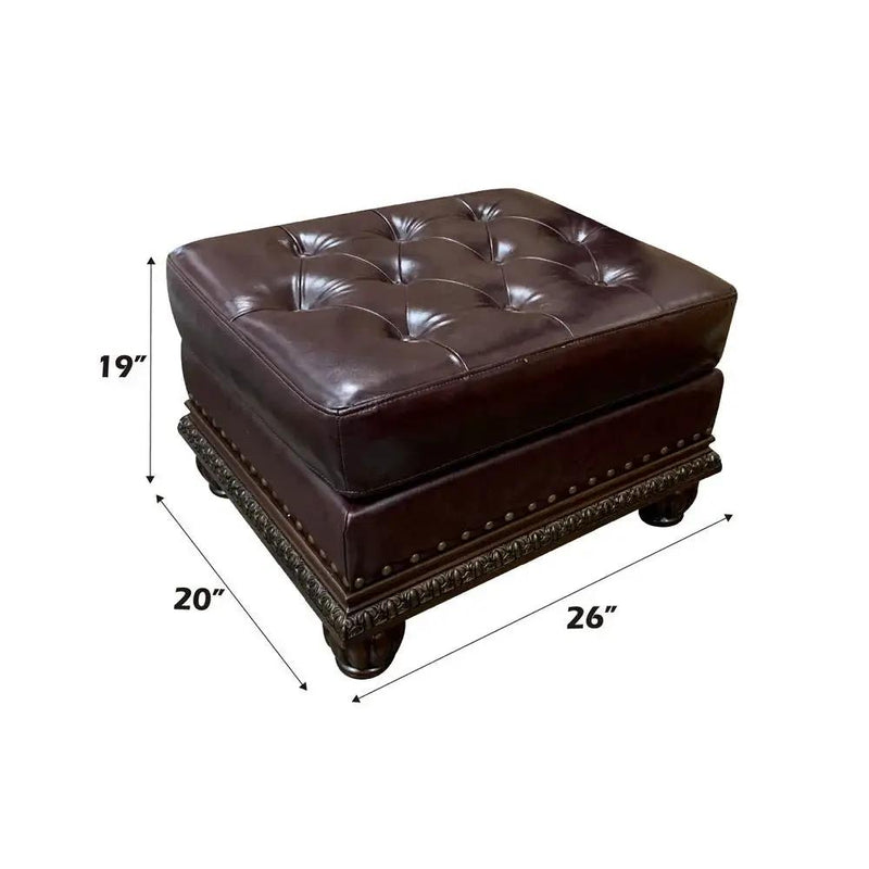 Anondale - Ottoman - Espresso Top Grain Leather Match & Cherry by Unique Piece Furniture