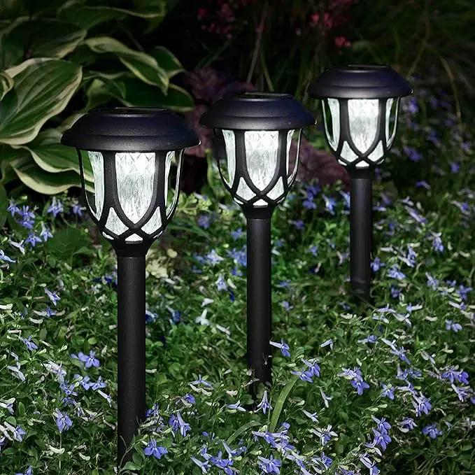 10 Pack Solar Lights Outdoor Decorative, Solar Pathway Lights Outdoor, Solar Powered Garden Yard Lights for Walkway Sidewalk Driveway. (Black, Cool White) by GreenHaven Gardens