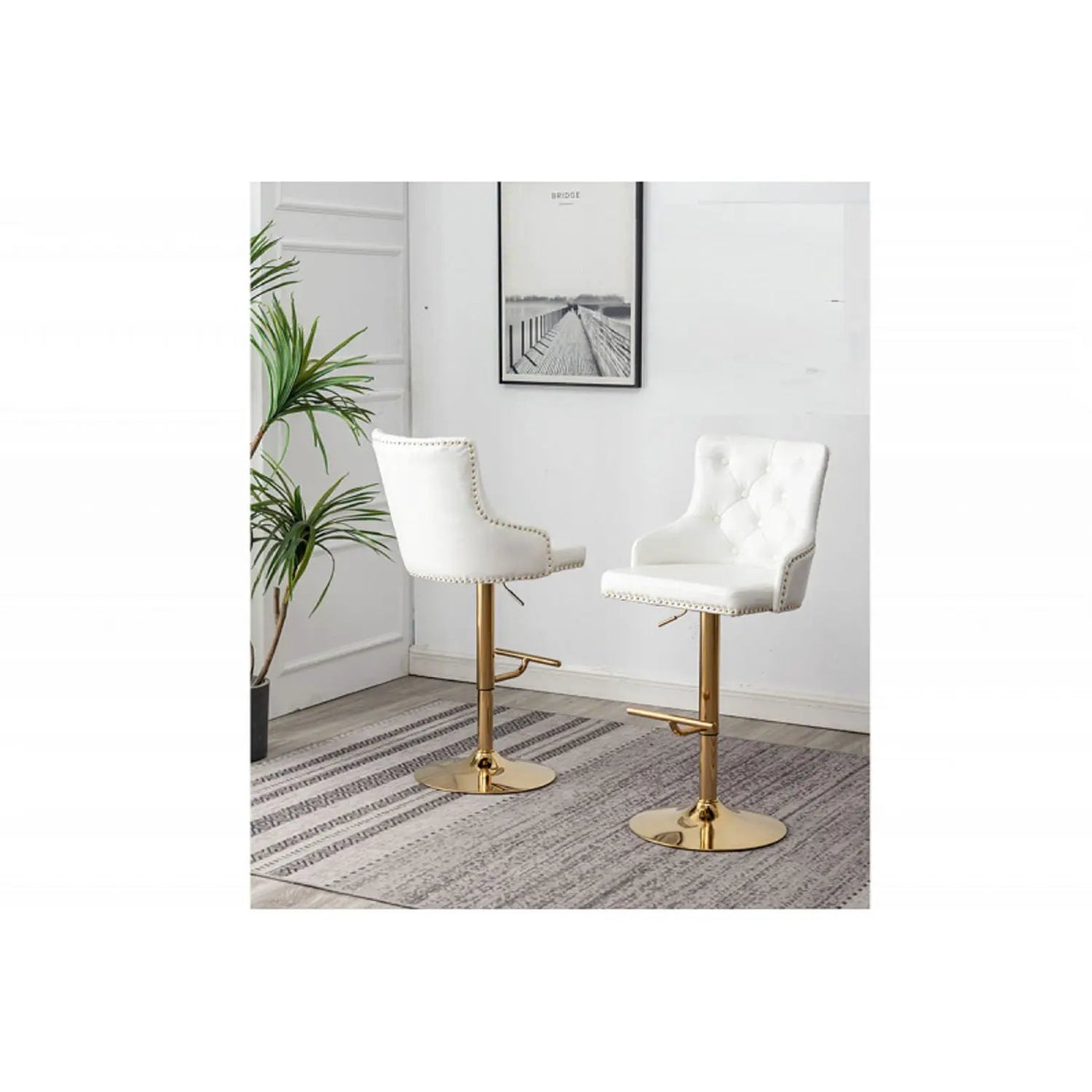 Adjustable Swivel Bar Stool With Nailhead Trim (Set of 2) by Unique Piece Furniture