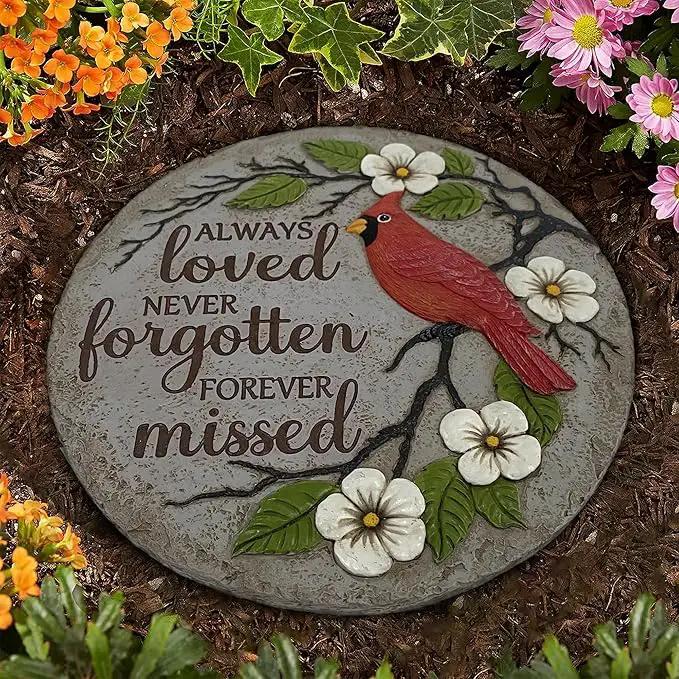 Cardinal Memorial Stones, Garden Memorial Stones for Loved Ones, Garden Stones in Memory of Loved Ones, Sympathy Gifts, Memorial Gifts Loss of Mother, Father TNS5 by GreenHaven Gardens