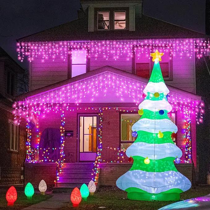 Christmas Icicle Lights Outdoor, 66Ft 640 LED Icicle Lights for Outside with 8 Modes Timers, Waterproof Plug in Twinkle String Light for House Yard Eave Patio Party Holiday Decorations, Pink by GreenHaven Gardens