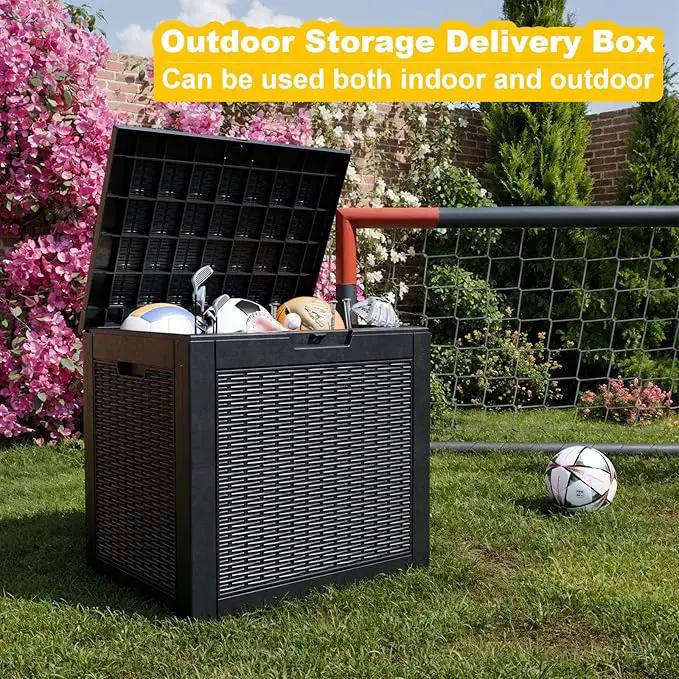 31 Gallon Outdoor Storage Box – Waterproof Deck Box for Garden & Patio,Black by GreenHaven Gardens