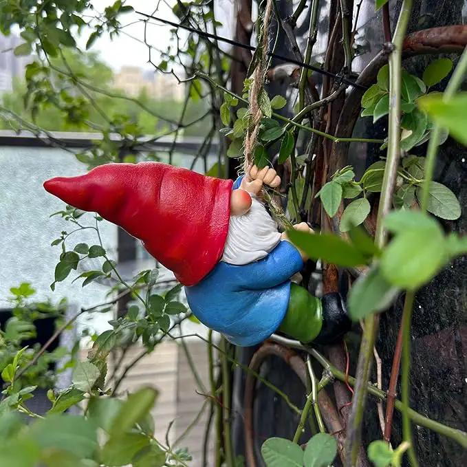 Hanging Gnome Garden Statue Decoration,Climbing Garden Gnomes Statue Figurine Ornament for Indoor Outdoor Home Garden Decor by GreenHaven Gardens