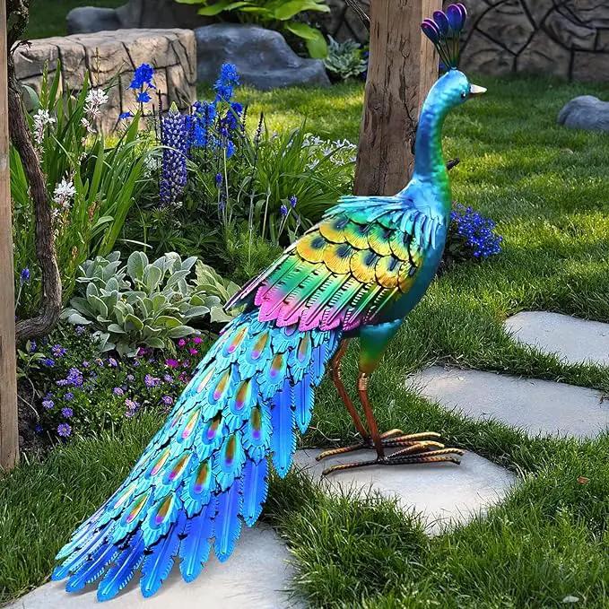chisheen Peacock Statue Garden Decor Metal Peacock Yard Art Lawn Decoration Outdoor Sculpture for Women Mom by GreenHaven Gardens