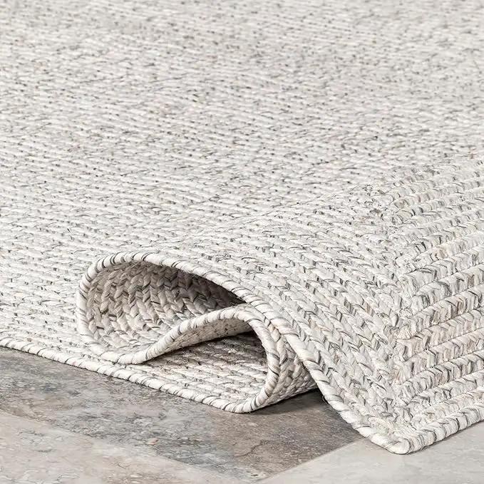 nuLOOM 6' x 9' Solid Hand Braided Indoor/Outdoor Area Rug, Pet-Friendly, High Traffic, Weather Resistant, for Patio, Balcony, Bedroom, Living Room, Dining Room, Wynn Ivory by GreenHaven Gardens