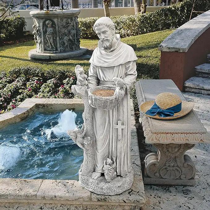 Design Toscano Nature's Nurturer Francis Assisi Religious Garden Decor Statue Bird Bath Feeder, Large, 37 inch, Cast Stone Resin, Antique Stone Finish by GreenHaven Gardens