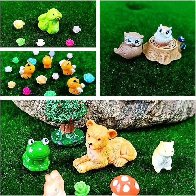 100 Pcs Mini Resin Animals Figures, Forest Tiny Plastic Animals Figurines to Hide Miniature Fairy Garden Decorations Accessories by GreenHaven Gardens