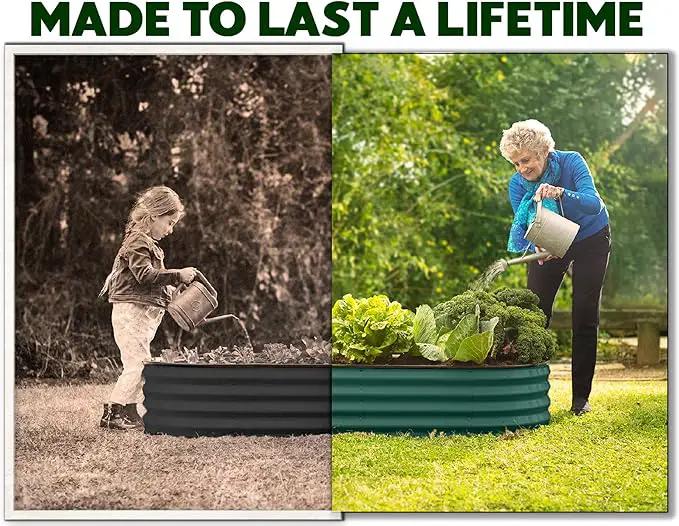 Galvanized Raised Garden Beds Outdoor // 4×2×1 ft (2-Pack) Planter Raised Beds for Gardening, Vegetables, Flowers // Large Metal Garden Box (Dark Green) // Patented Tool-Free Design by GreenHaven Gardens