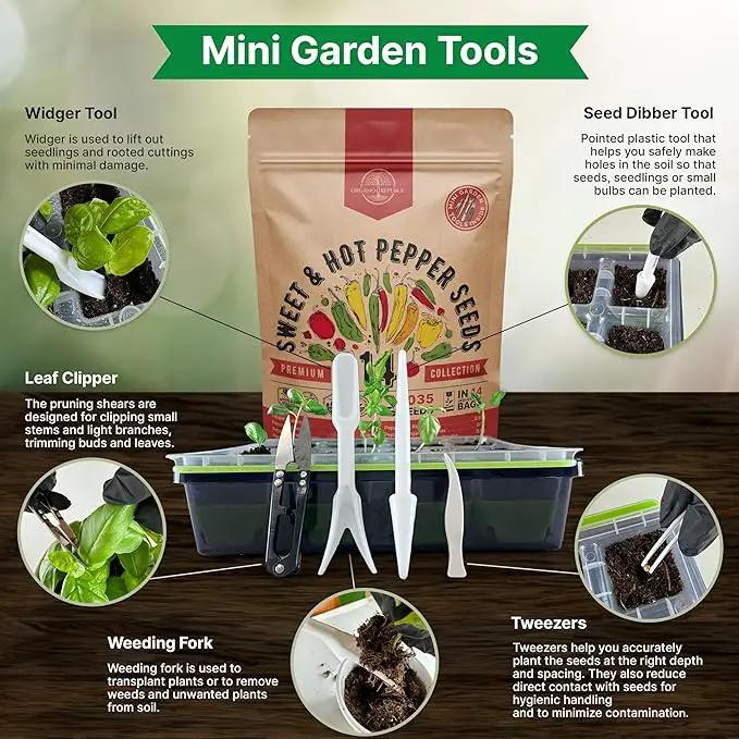 Organo Republic 14 Sweet & Hot Peppers Seeds Variety Pack - 1,030+ Non-GMO Heirloom Pepper Seeds for Outdoor and Indoor Home Gardening, Including Pepper Cayenne, Habanero, Jalapeno, Poblano, Serrano by GreenHaven Gardens