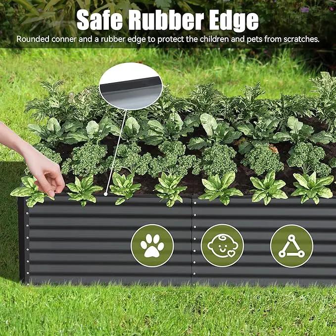 Domi Galvanized Raised Garden Bed, Outdoor Planter Garden Boxes Large Metal Planter Box for Gardening Vegetables Fruits Flowers, Dark Grey (6x3x2ft) by GreenHaven Gardens