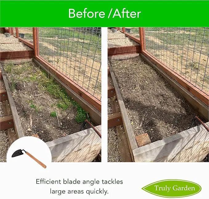 Effortless Weeding: Sharp Sickle Cuts Roots, Saves Time - with Thick Leather Sheath & Sharpening Stone by GreenHaven Gardens