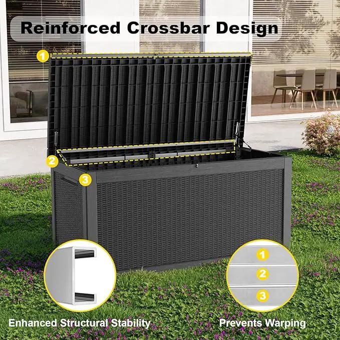 320 Gallon Deck Box Waterproof, UV Resistant Resin Outdoor Storage Box with Hydraulic Rod, Lockable Design and Enhanced Durability for Patio, Garden, and Poolside Use by GreenHaven Gardens