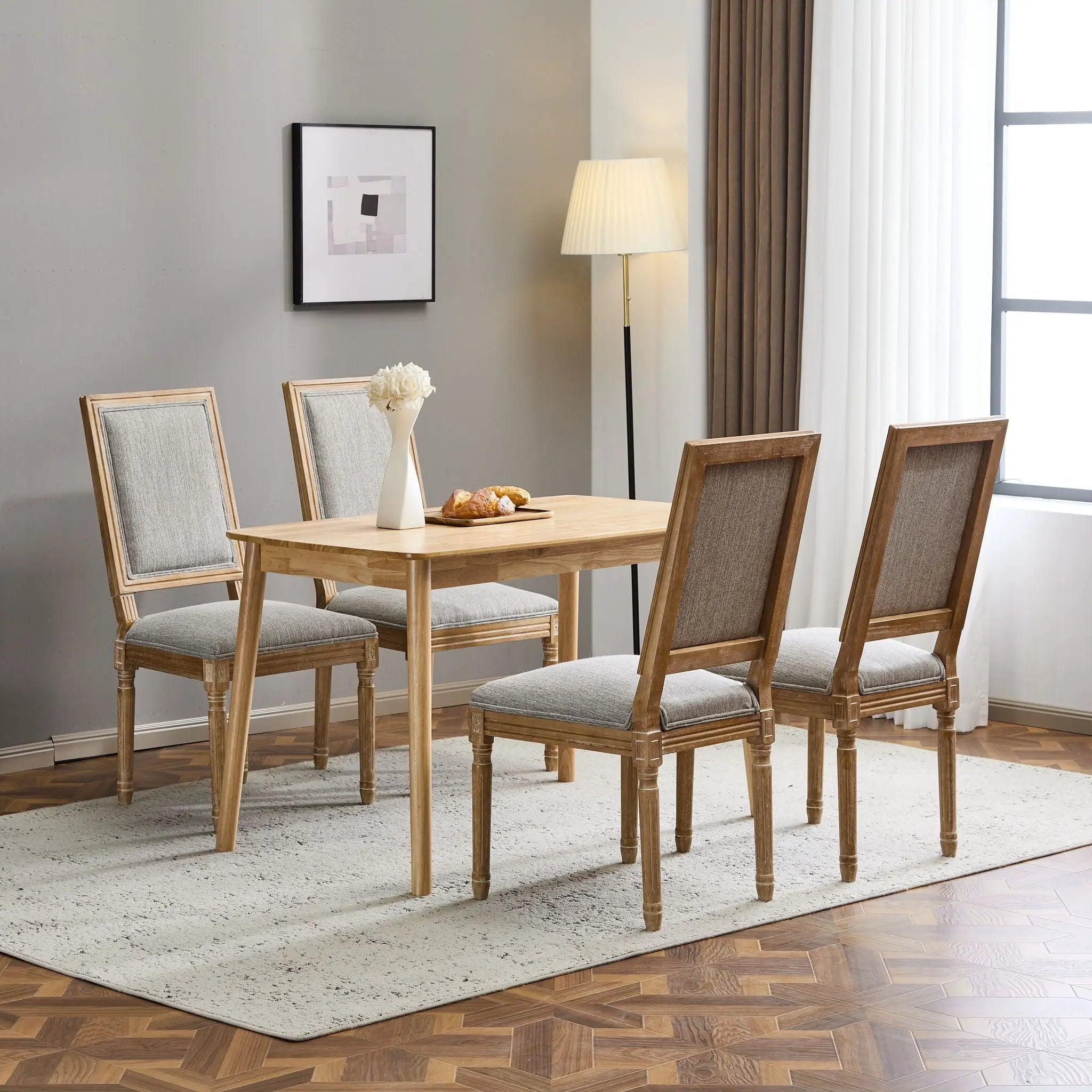 French Country Style Dining Chair With Upholstered Seating And Fluted Legs by HouseOfZazla