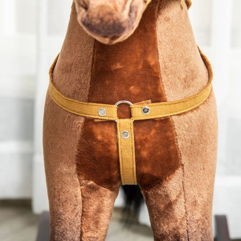 Qaba - Kids Metal Plush Ride-On Rocking Horse Chair Toy With Realistic Sounds - Dark Brown / White by Unique Piece Furniture