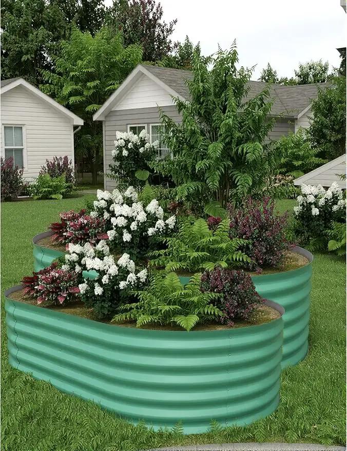 2 Pcs Raised Garden Beds Outdoor 8x4x1.5ft - Galvanized Steel Planter Box for Vegetables, Flowers, Rust-Resistant Garden Box, Easy Assembly Raised Beds, Durable Planters for Outdoor Plants, Green by GreenHaven Gardens