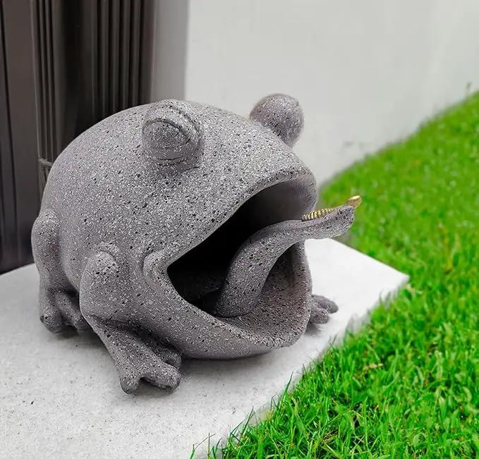 Frog Statues Gutter Downspout Extension Statues Garden Decoration,Animal Resin Statue Outdoor Decor,Downspout Diverter,Decorative Gutter Extension,3"×4" Downspout Extender Diverter Splash Block（Grey） by GreenHaven Gardens