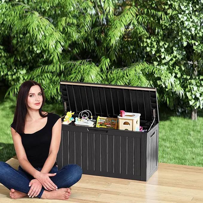 80 Gallon Outdoor Cushion Storage - Waterproof Deck Storage Box & Patio Storage Box, SpaceMax Resin Chest with Lock for Pool/Garden Tools, UV-Resistant, Onyx Black by GreenHaven Gardens