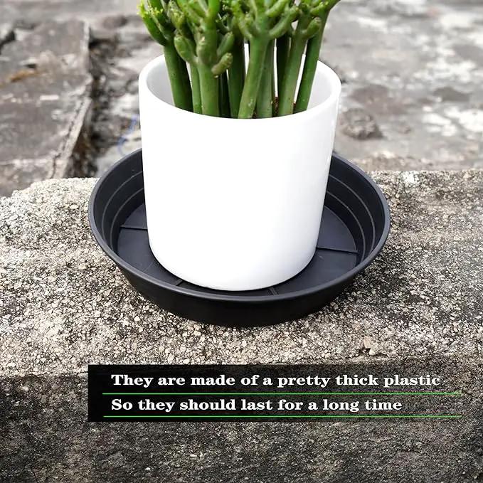 4 Packs 6 Inches Plant Saucer Drip Trays, Round Plastic Plant Pot Saucers Flower Pot Tray for Indoor Outdoor by GreenHaven Gardens