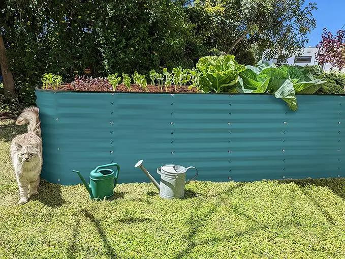 Galvanized Raised Garden Beds Outdoor // 8×2×2 ft Planter Raised Beds for Gardening, Vegetables, Flowers (Turquoise) // Large Metal Garden Box // Patented Tool-Free Design by GreenHaven Gardens