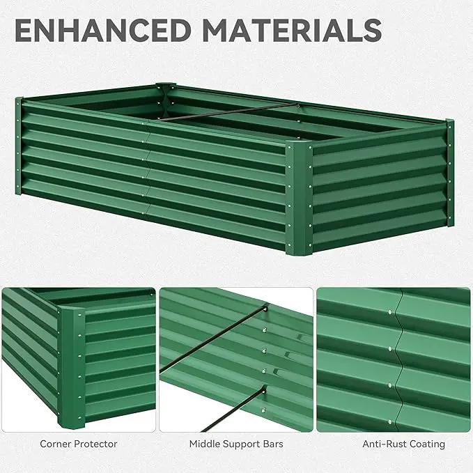 YITAHOME 6x3x1.5 2pcs Large Raised Garden Bed Kit, Galvanized Metal Planter Box with Gloves, Ground Nails, Support Rod, Outdoor Above Ground Planters for Plants Vegetables Flowers, Green by GreenHaven Gardens